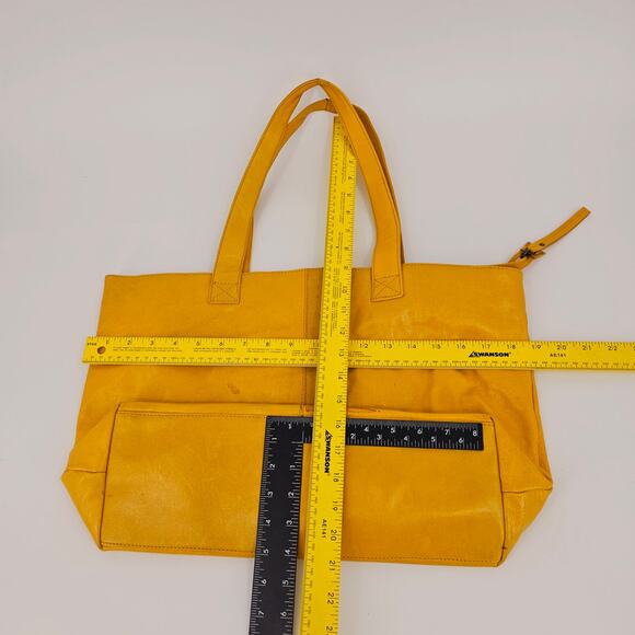 Latico Mustard Yellow Leather Zip Tote Bag Double Shoulder Strap Minimalist Norm - Picture 8 of 11